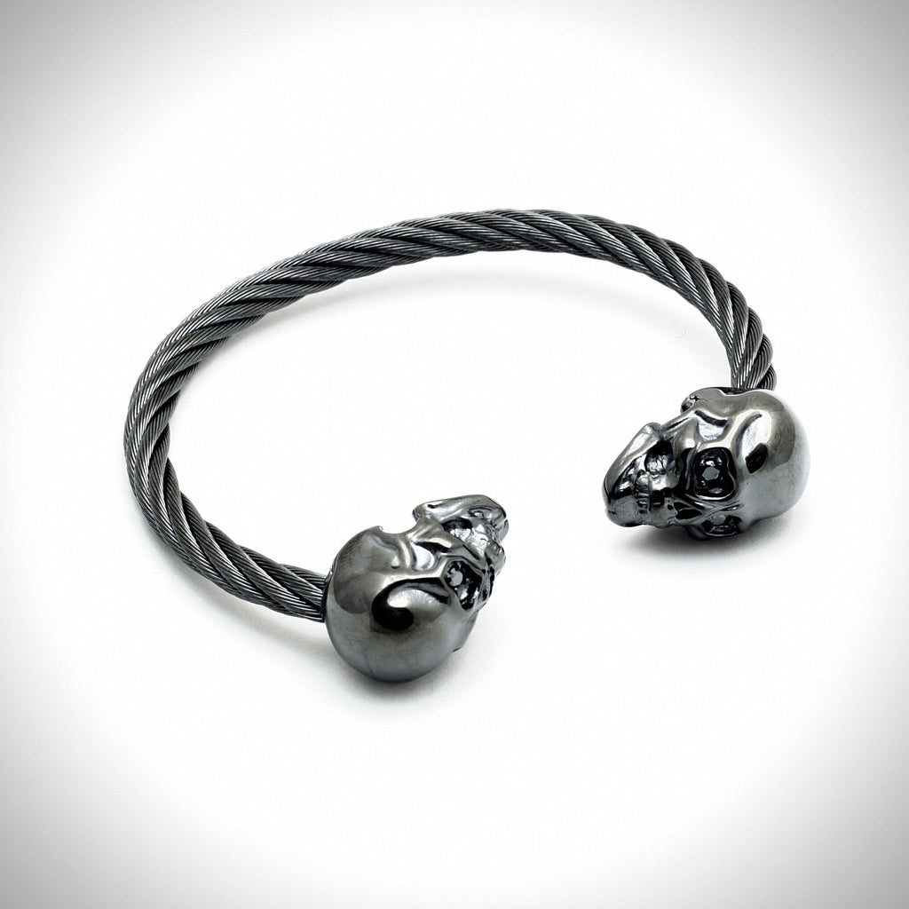 Adjustable Skull Bracelet with Black Sapphires